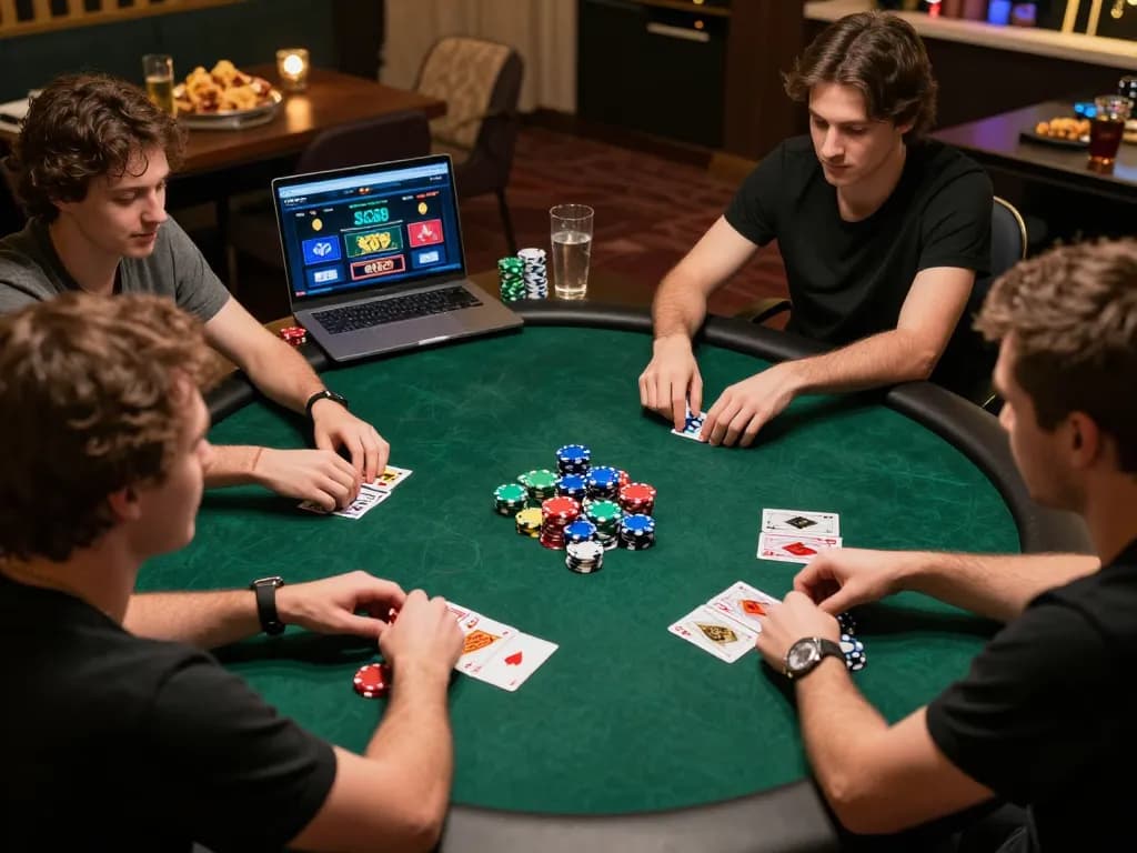 Players strategizing in an engaging SC88 online poker game session at home