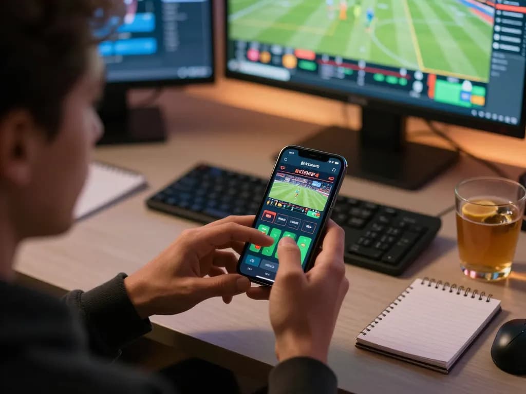 Engaging in live sports betting on LGOGOAL mobile app, capturing the thrill of placing bets.