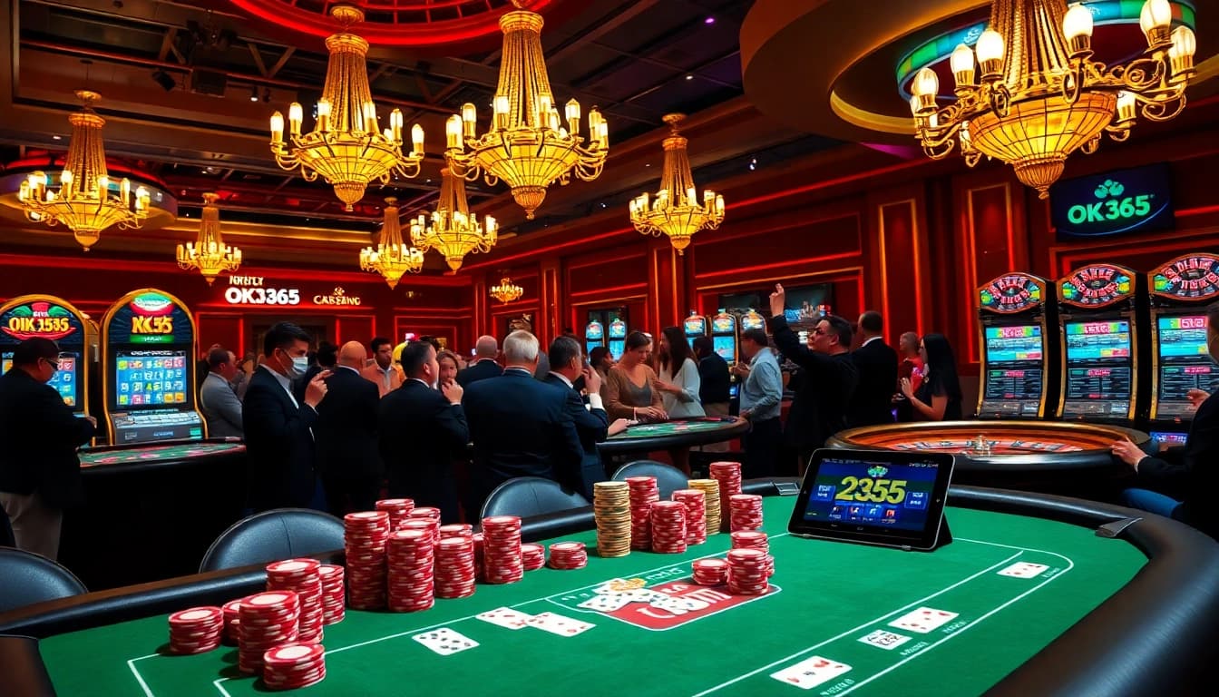 Experience the luxury of gambling at OK365's vibrant casino tables filled with excitement and winning potential.