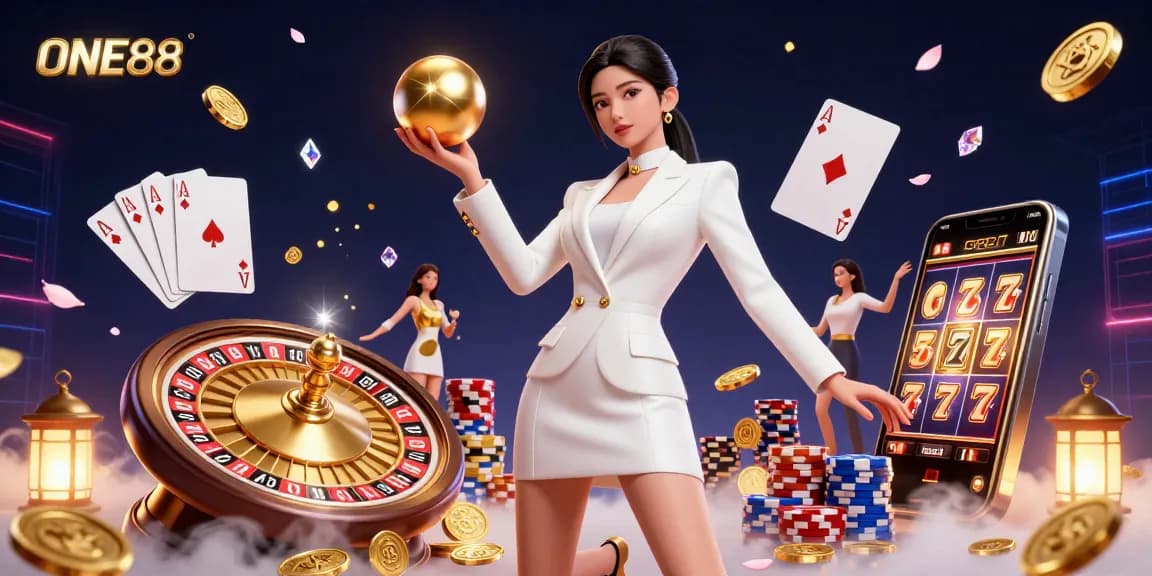 Experience thrilling action at ONE88 with a stunning roulette scene featuring grand gaming elements.