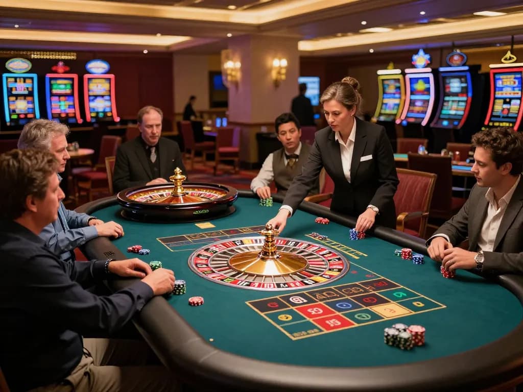 Players enjoy an exciting roulette game at tg88 casino, with the wheel spinning and chips placed for potential wins.