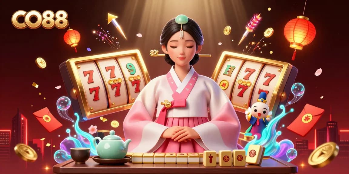 Engage in the vibrant world of CO88 casino gaming featuring sleek slot reels and dynamic elements.