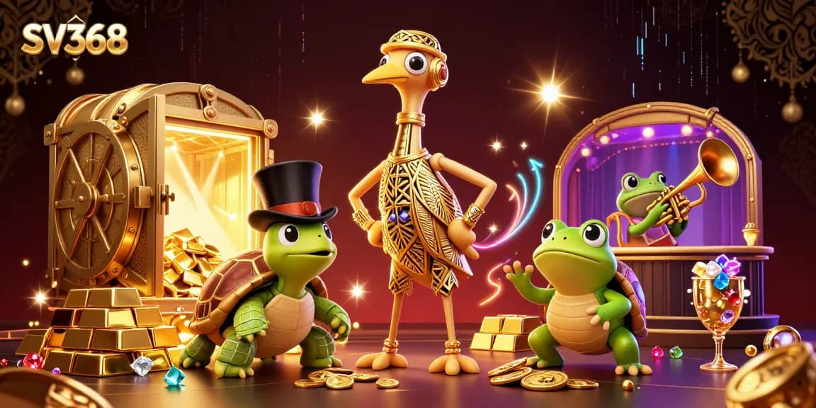 Experience the excitement of SV368 casino games in an ultra-detailed 3D illustration of vibrant characters