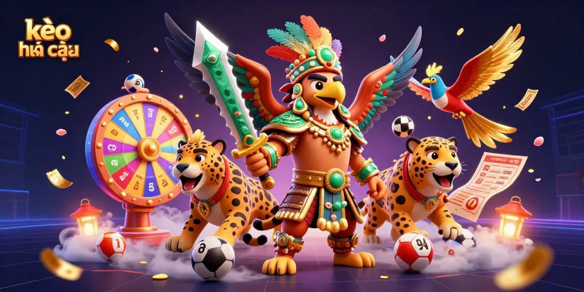 Experience kèo nhà cái in a vibrant sports betting illustration showcasing dynamic characters and action.
