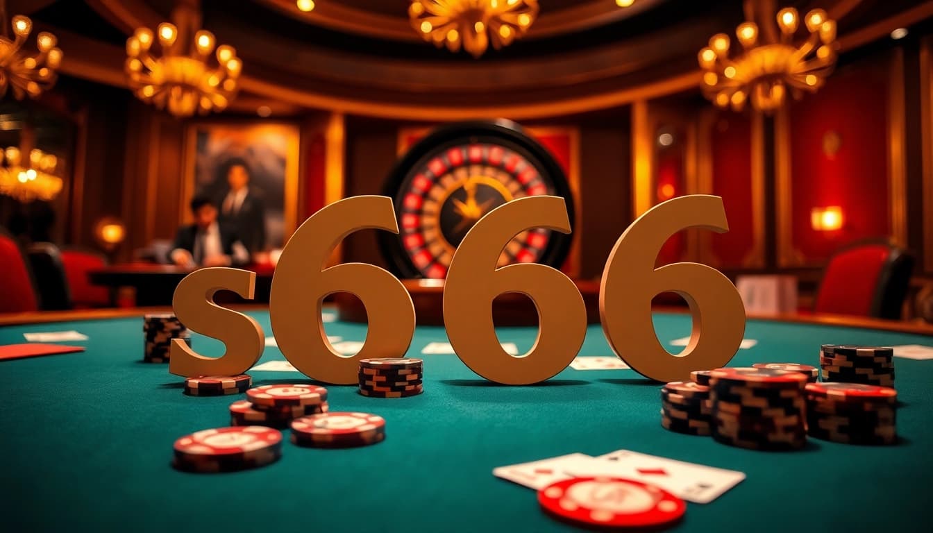 S666 enthusiasts enjoying a thrilling casino atmosphere with vibrant poker games and roulette action.