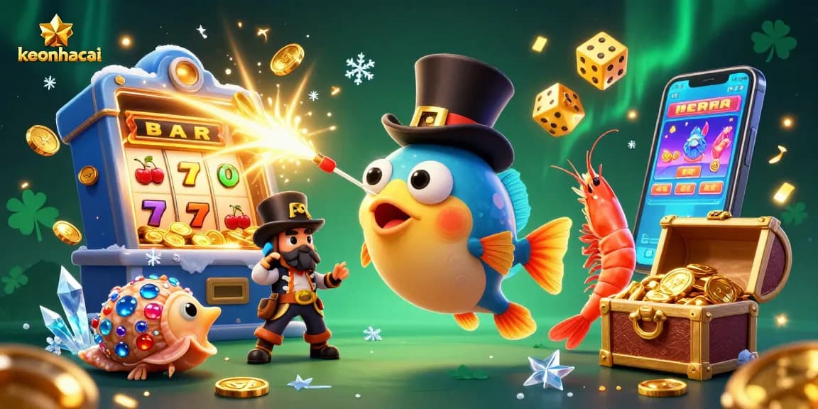 Engage in gaming excitement with keonhacai’s captivating casino illustration featuring rich symbols and characters.