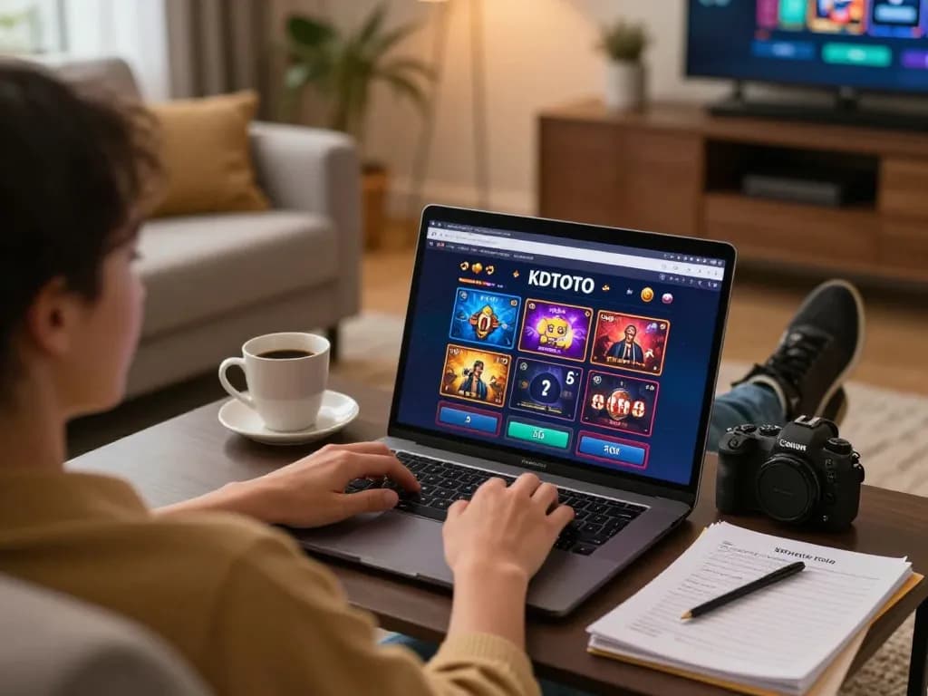 KDTOTO online gaming session showing user engaging with vibrant interface while relaxed at home.