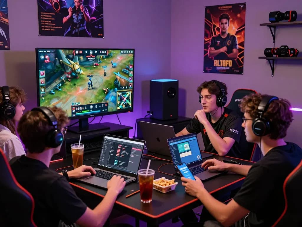 Exciting esports betting scene at home with friends placing bets using the guide on https://gglbetsg.org/gglbet-sg/singapore-esports-betting-guide/ while watching a match.