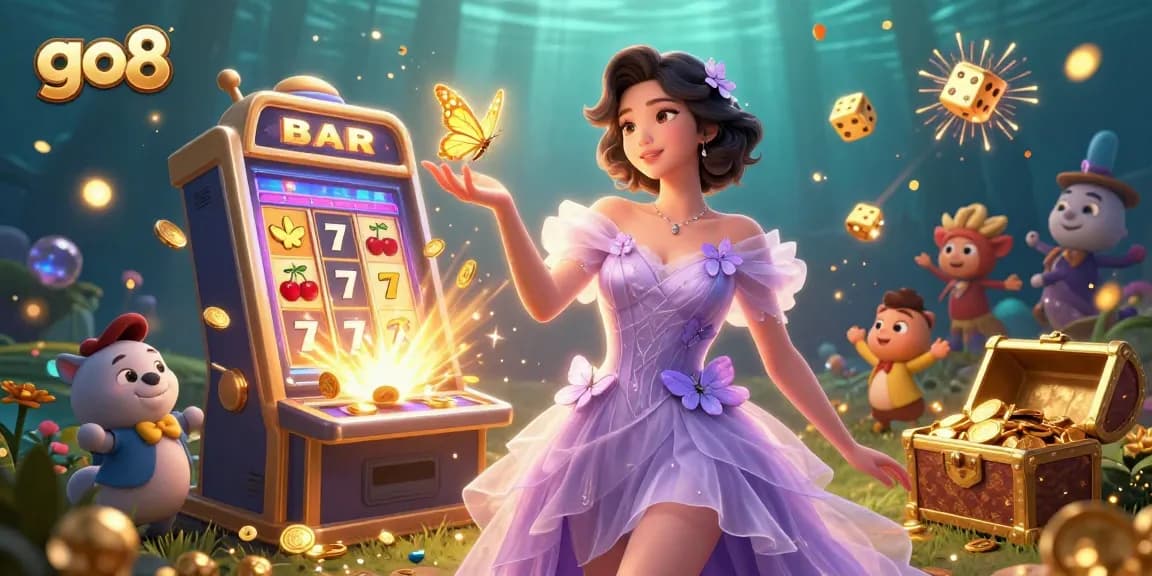 Experience the thrill of winning at go8, with vibrant casino elements and enchanting visuals.