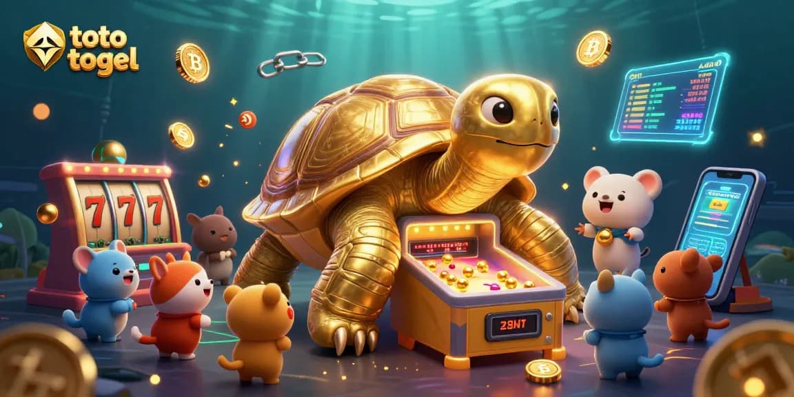 Experience thrilling toto togel action with a colossal tortoise pinball machine and vibrant game elements.