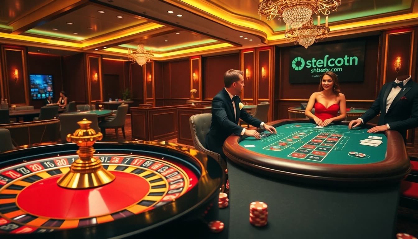 Exciting gameplay at shbet0 com with players engaging at a classy casino table.