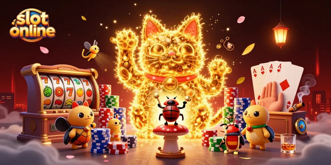 Spin to win at slot online with a dazzling lucky cat and vibrant casino elements!