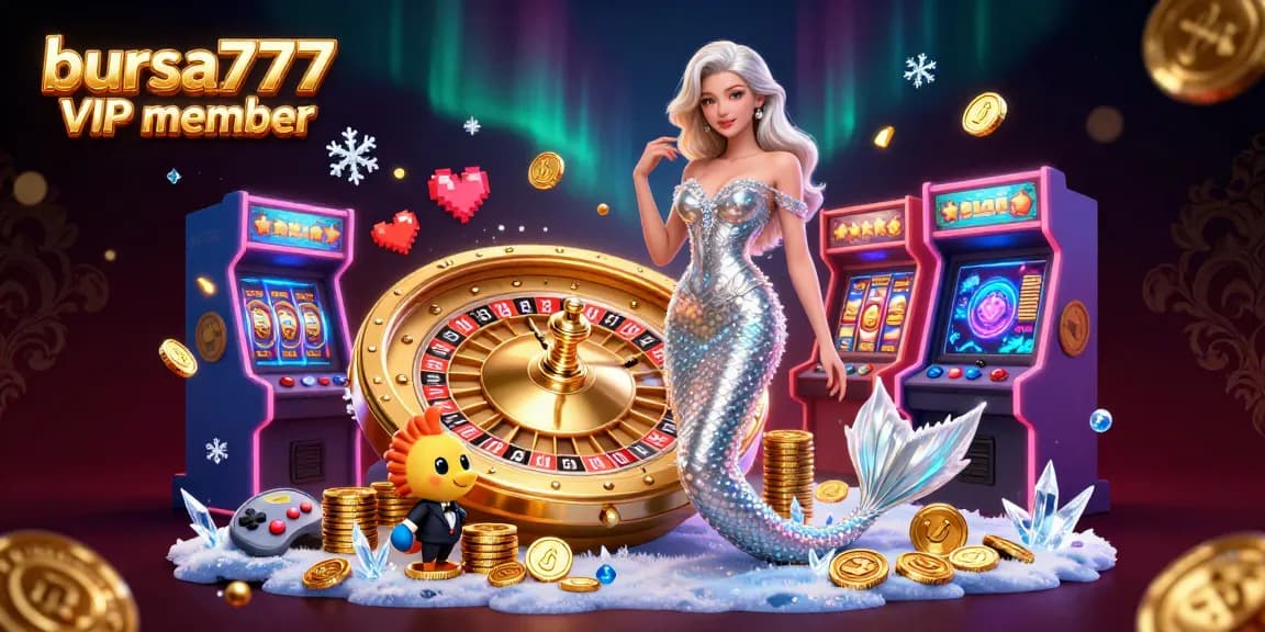 Bursting with excitement, bursa777 VIP member illustrates a glamorous casino scene with captivating slot machines and vibrant game elements.