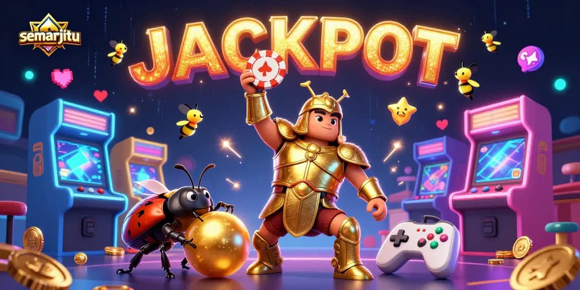 Semarjitu membawa keberuntungan dalam permainan casino dengan jackpot menarik di ilustrasi 3D.