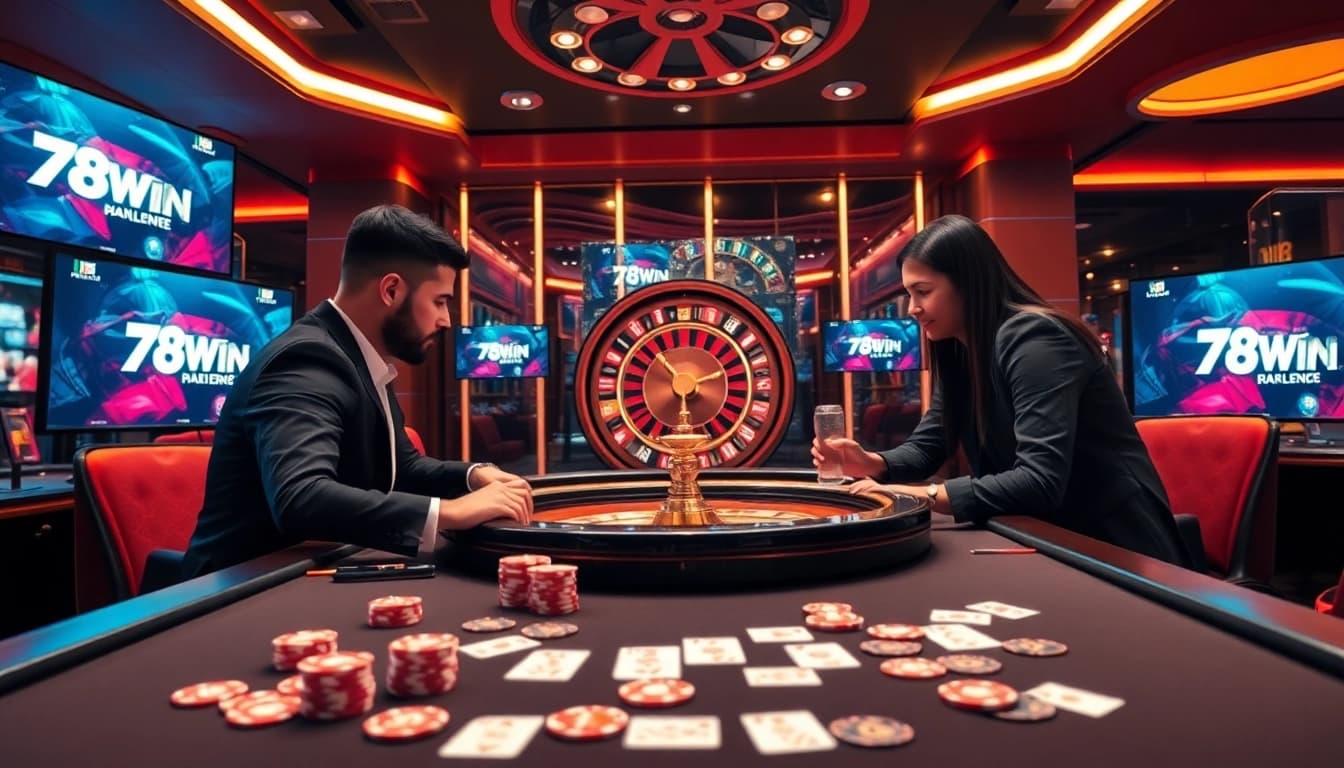Experience the thrill of 78WIN with vibrant casino action, featuring stylish gaming tables and electrifying gameplay.