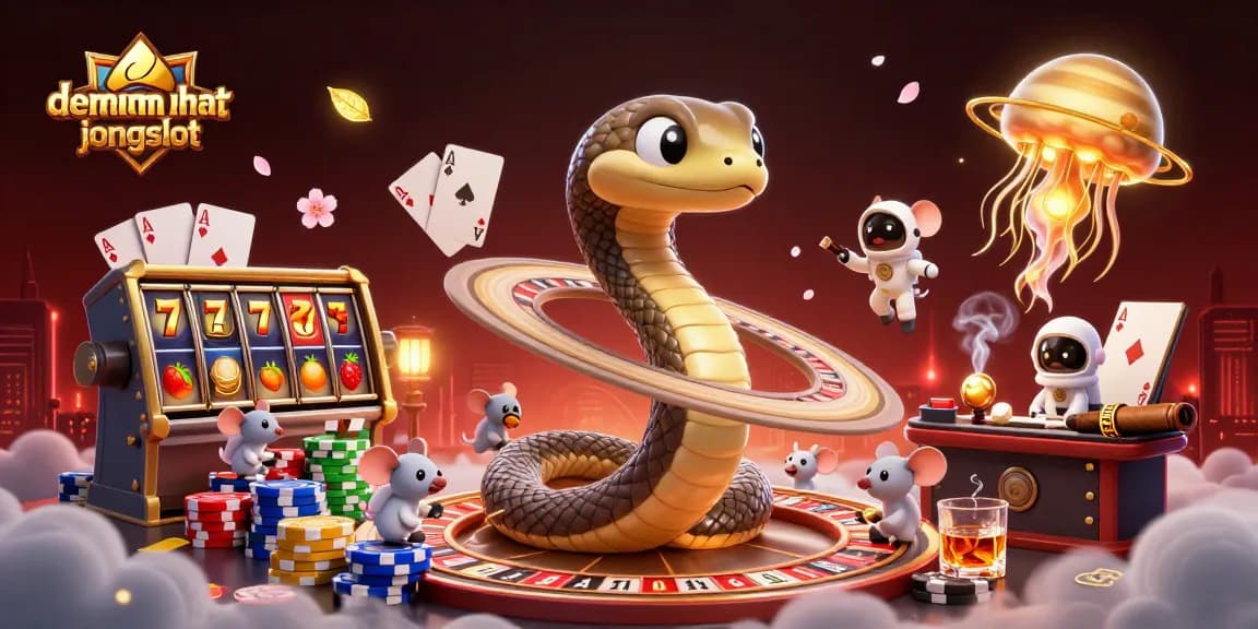 Experience the excitement of demomahjongslot with captivating casino imagery featuring animated characters and numerous gaming elements.