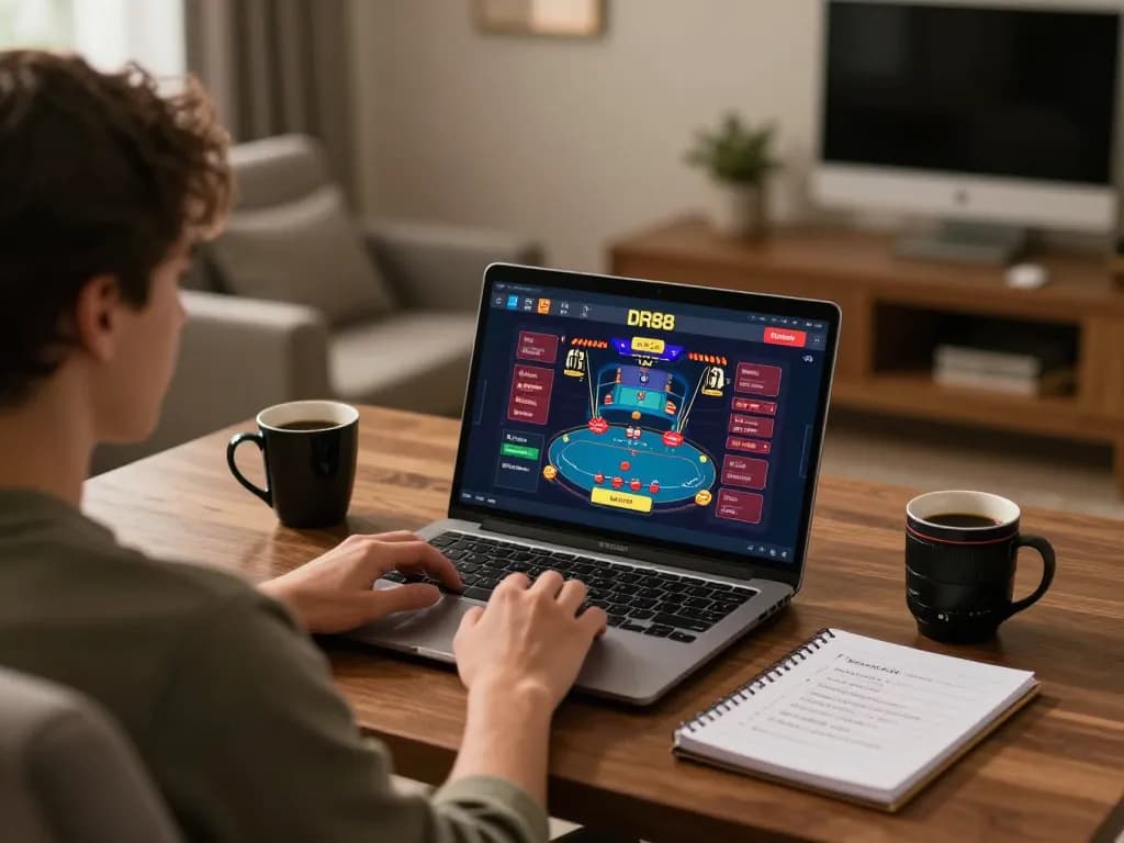 Engaging with DR88 online casino gaming interface from a comfortable home setup