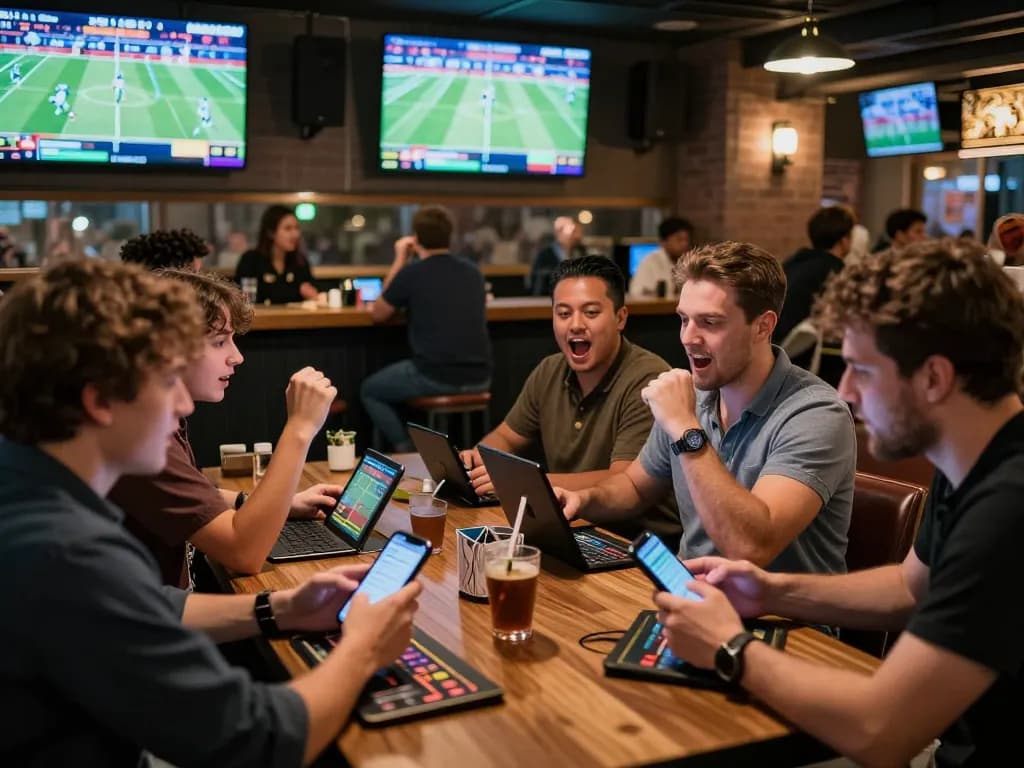 Cakhia users cheering during sports betting excitement at a lively venue