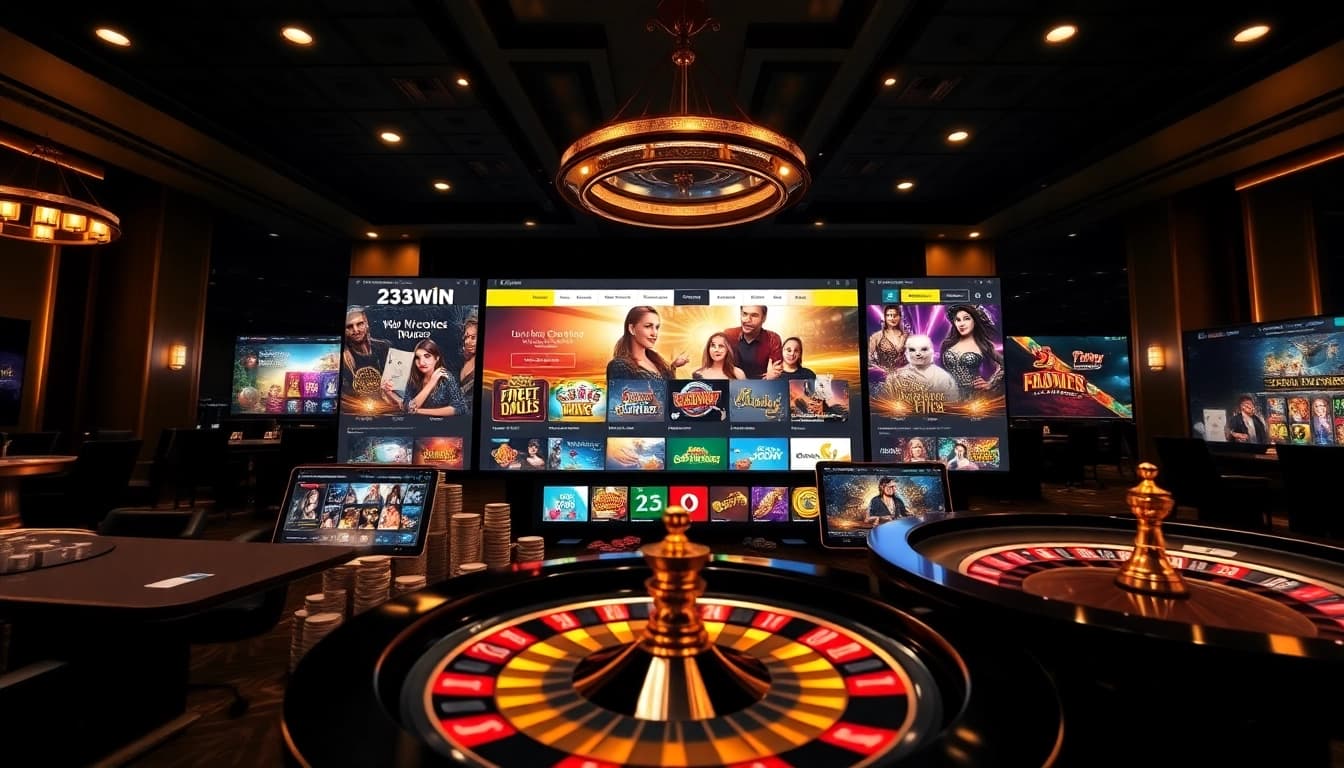 Experience the premium gaming environment at 23win, showcasing vibrant casino games.