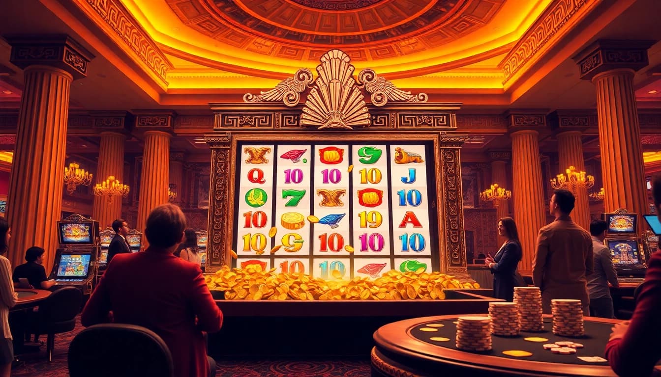 Experience the thrilling slot olympus action at a luxurious casino with vibrant decor.