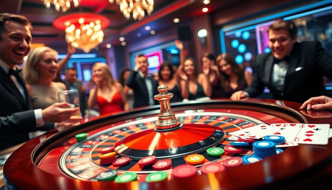 Permainan kasino dengan bbni4d di meja roulette yang penuh warna dan ceria.