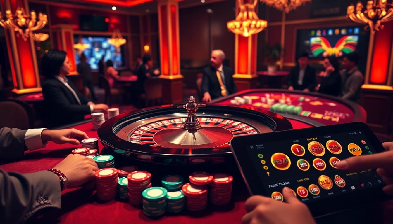 Engaging roulette table scene highlighting PGSLOT IN with luxurious poker chips and cards.