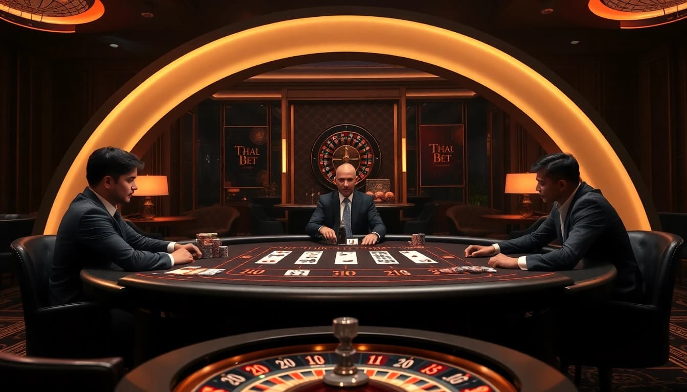 Engaging players at Tha bet table, showcasing luxury and excitement in casino gaming.