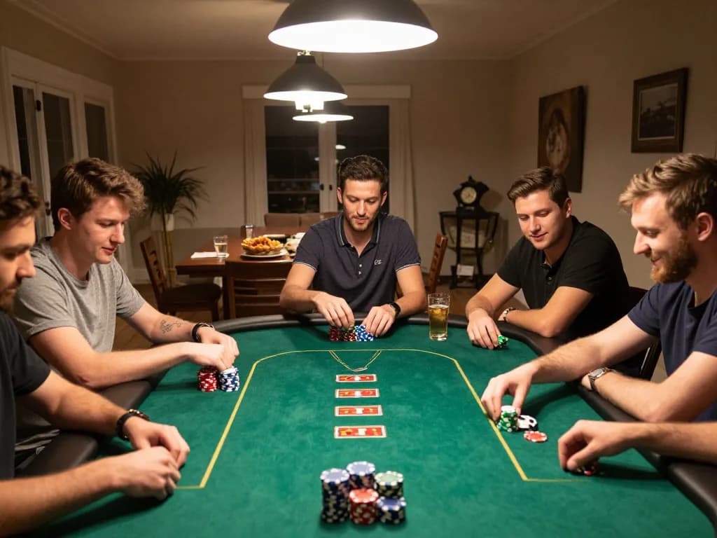 SIN88 poker night with friends enjoying strategic gameplay around a green felt table