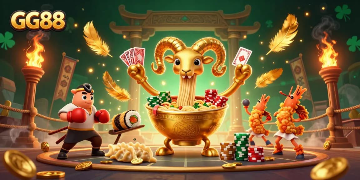 Engage with GG88's animated casino scene featuring vibrant characters in action.