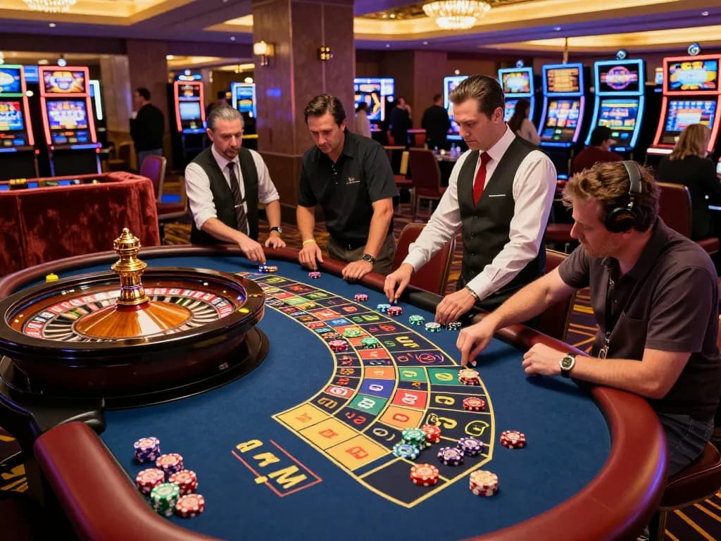 Engaging roulette action with players at the table as SC88 chips are placed during an exciting casino moment.