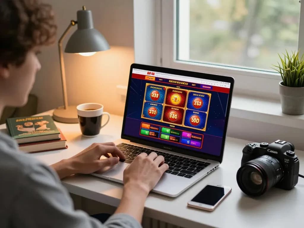 Playing at Best Non-AAMS online casino on a cozy desk setup with vibrant gaming displays.