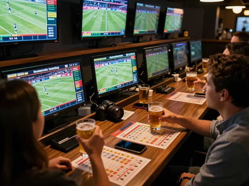 Players engaging in responsible sports betting at 789bet, analyzing statistics and enjoying the atmosphere.
