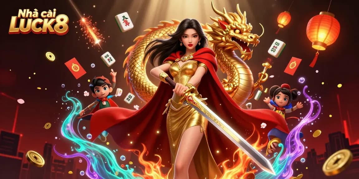 Engage in thrilling gameplay at Nhà cái LUCK8 with dynamic casino elements and festive visuals.