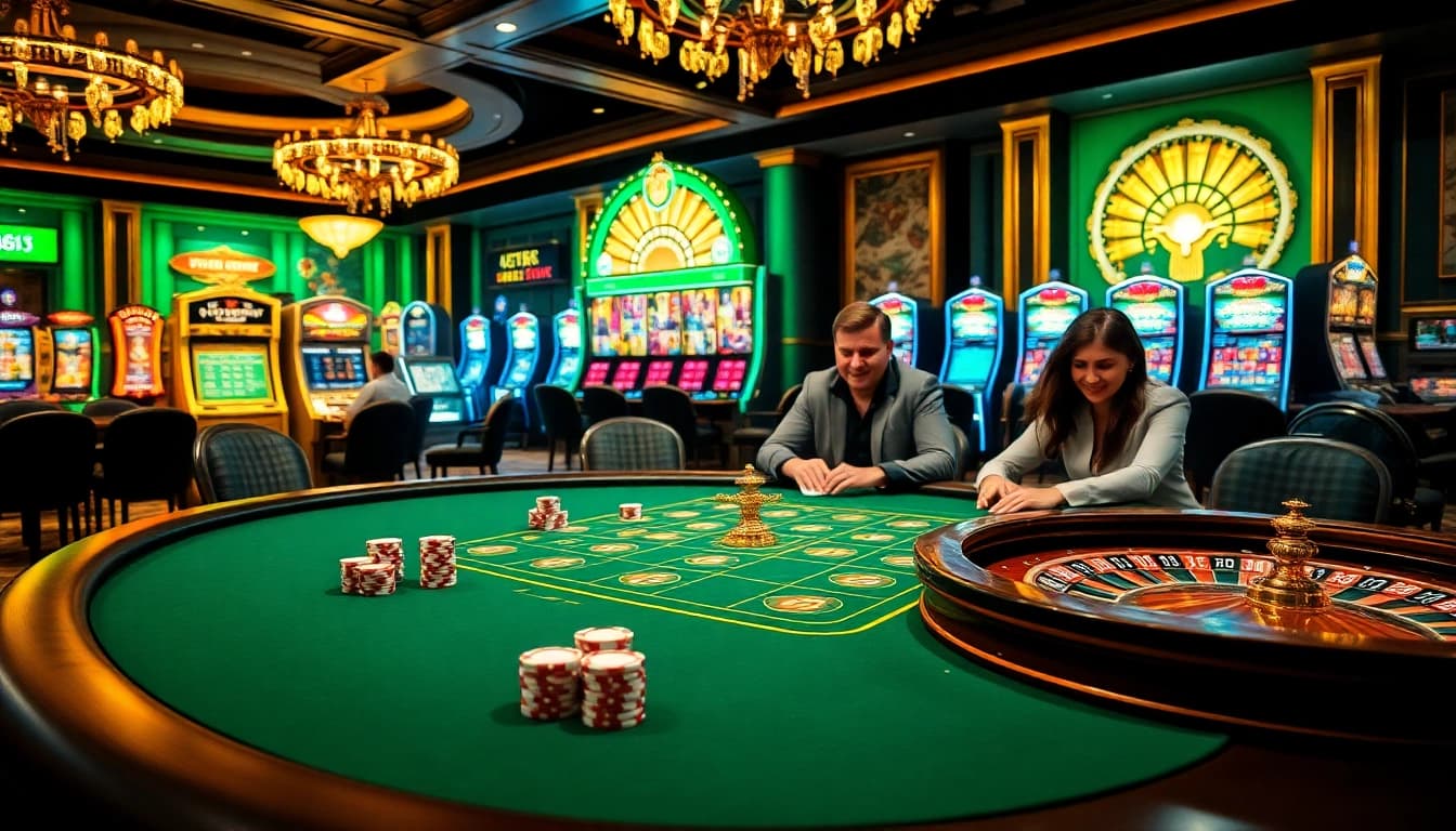Experience thrilling poker action at https://ok365t.fit/ with luxurious casino elements and vibrant slot machines.
