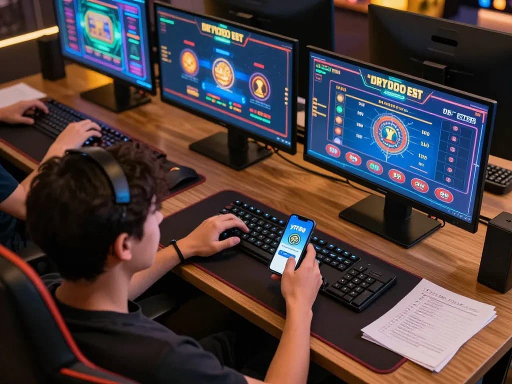 Engaged gambler using ytr88 app on smartphone while analyzing multiple online casino games.