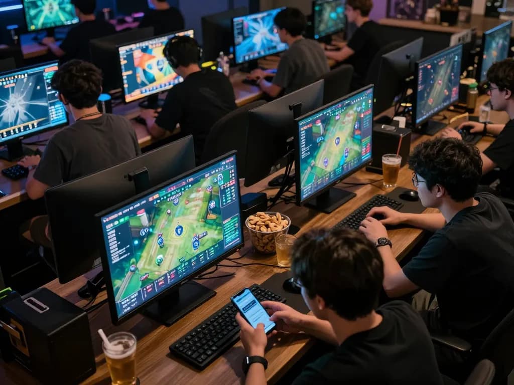 Engaging in esport betting Singapore with friends using mobile app and multiple screens
