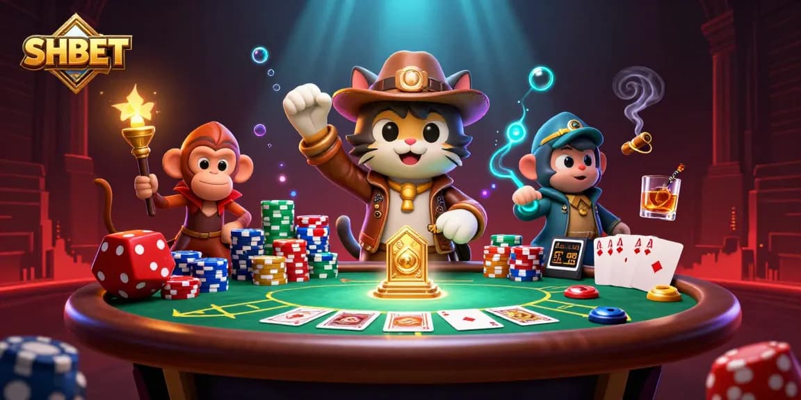 SHBET guides players in a thrilling casino adventure filled with poker elements and exciting artifacts.