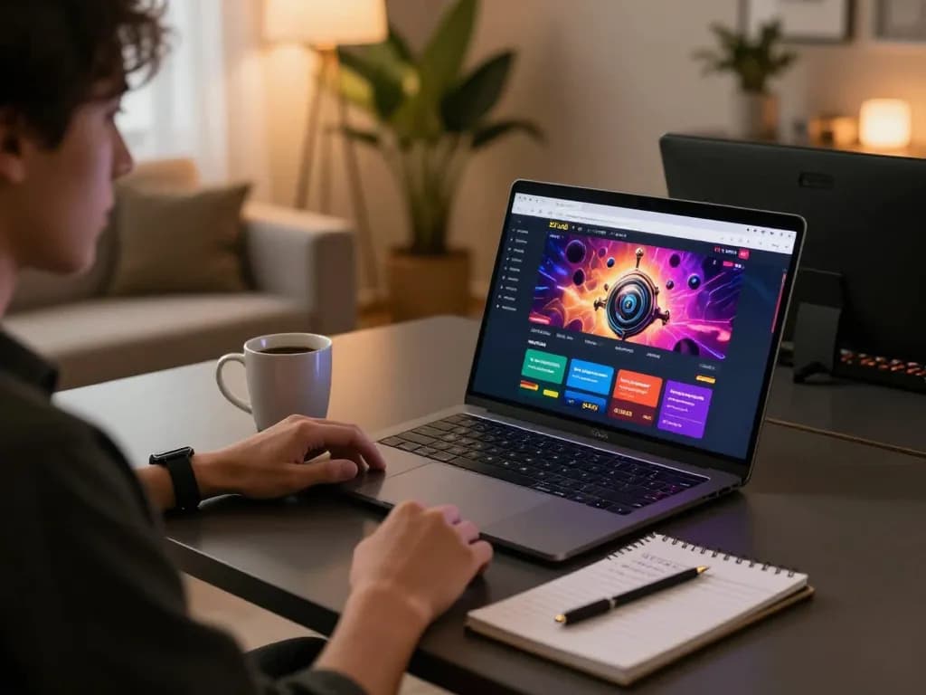 Player engaging with SC88's online casino platform on a sleek laptop, emphasizing strategic gameplay.