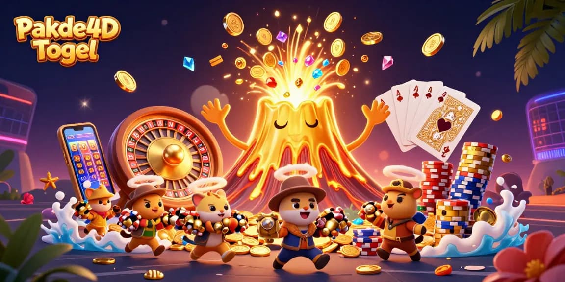 Experience gaming excitement with Pakde4D Togel, featuring a golden volcano and treasure-filled adventures.