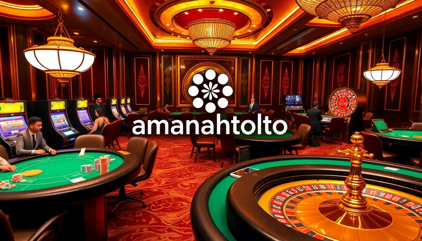 Experience thrilling gameplay at amanahtoto with vibrant poker tables and exciting slot machines.