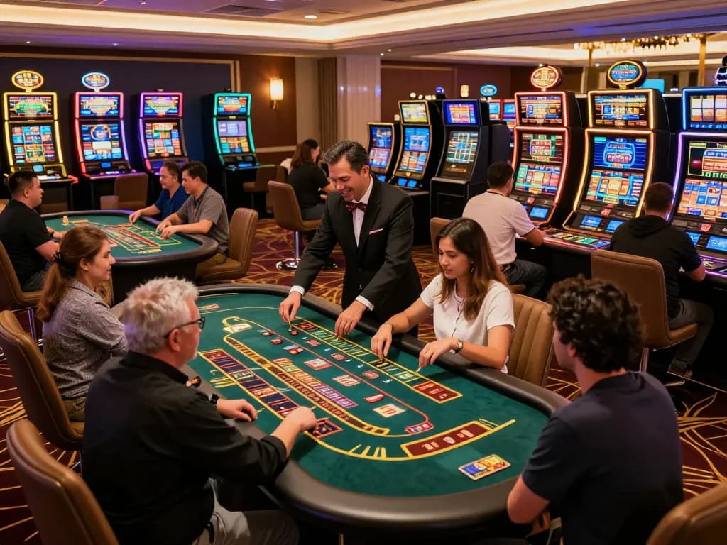 hitclub players enjoying exciting games in a lively casino environment with radiant lights.