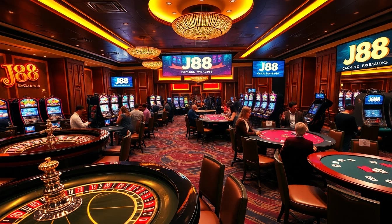 Experience the thrill of betting at J88 casino with vibrant tables and lively players.