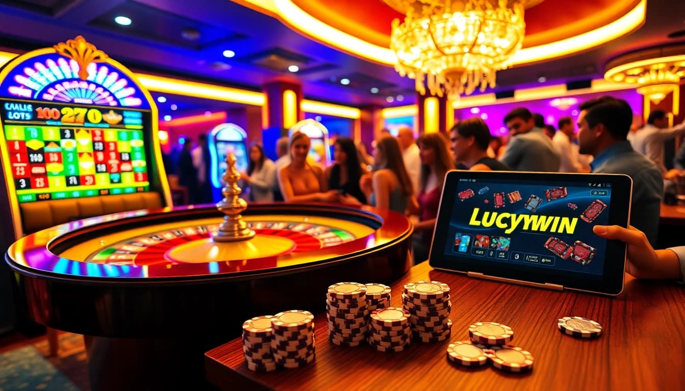 Experience high-stakes action with Luckywin at a vibrant casino table scene.