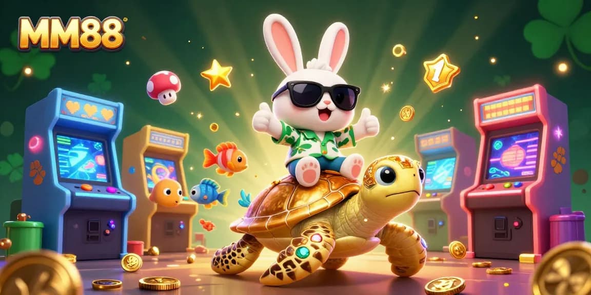 Engage with MM88’s immersive casino experience featuring vibrant characters and gaming elements.