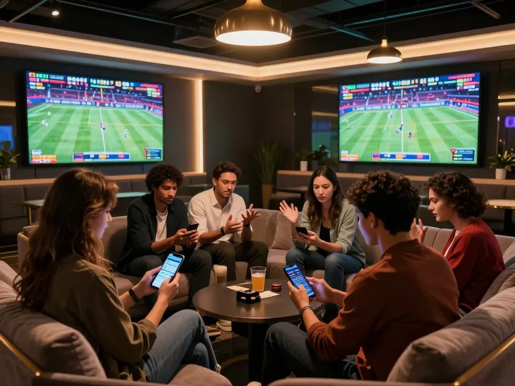 MPOID enhances your sports betting experience with friends in a lively lounge atmosphere.