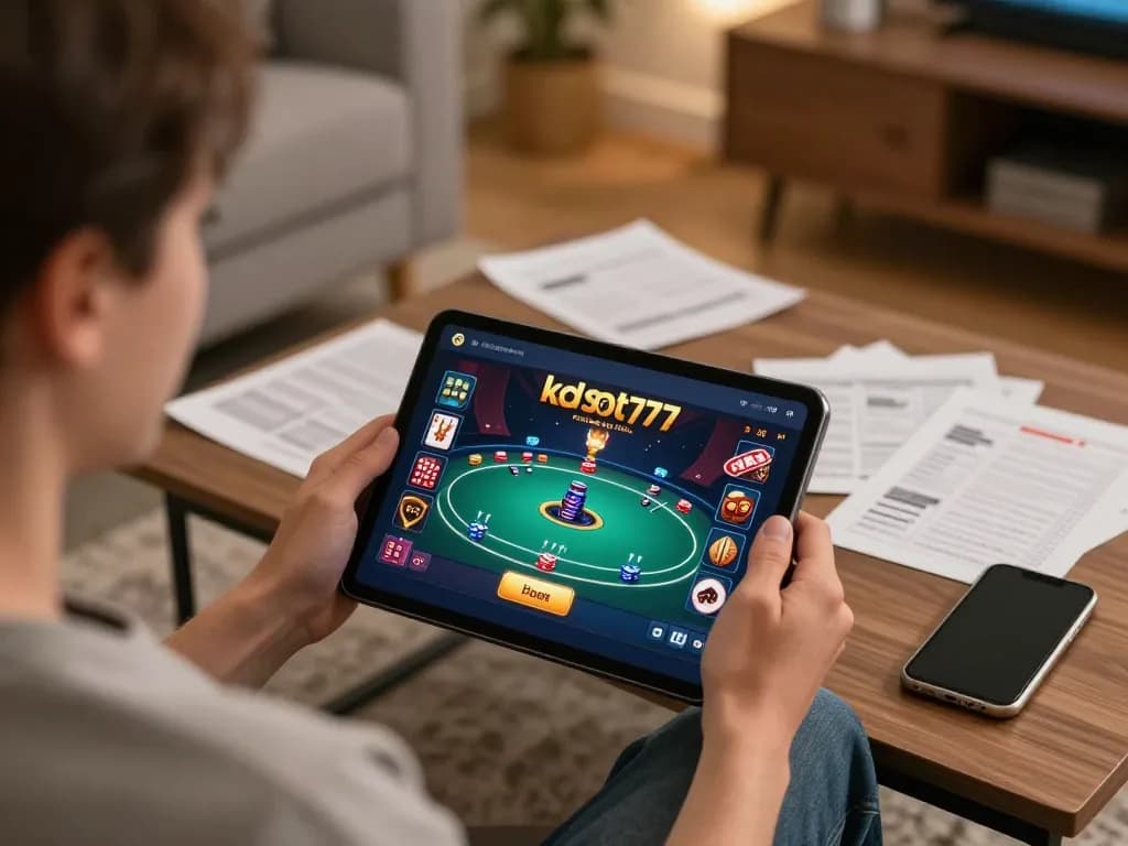 Engaging in kdslot77 online poker session in a cozy home setup with strategy notes