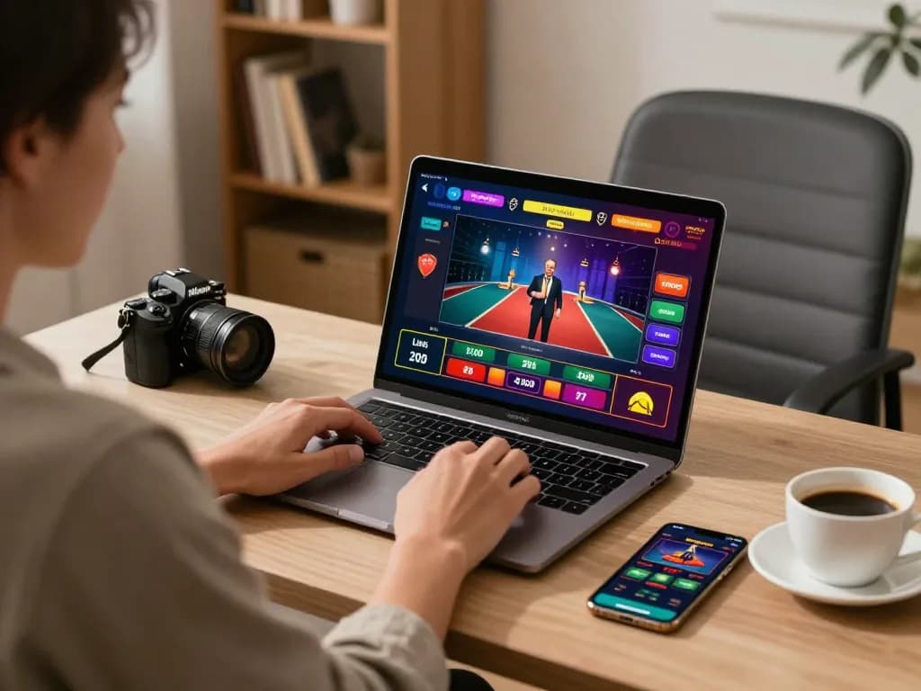 Engaging gaming moment at GA88 online casino with a player using laptop app.
