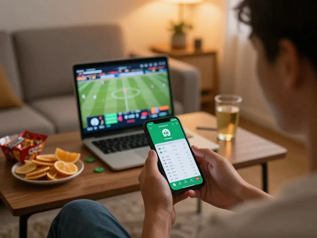 Socolive app showing live betting odds in a cozy home setup during an exciting sports match.