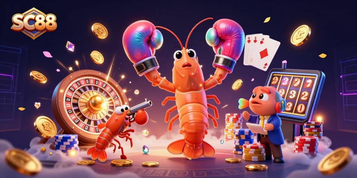 Experience the excitement of SC88 casino with dazzling slots and animated characters.