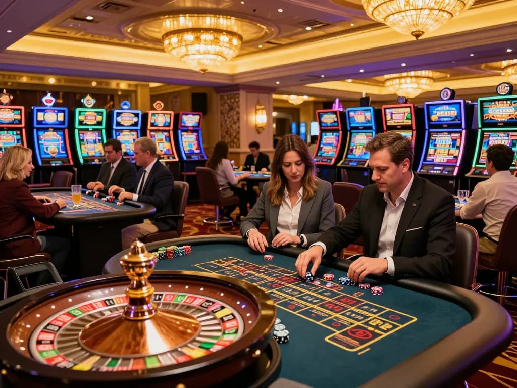 Players engaging in fast-paced roulette game at TT88 casino, vibrant atmosphere full of excitement and strategy.